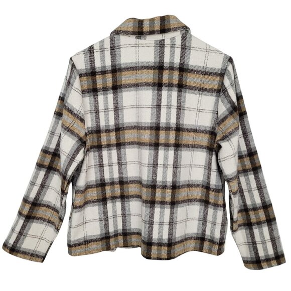 Melloday Plaid Button Up Flannel Shirt Jacket Shacket Womens Size L Warm Outdoor - Picture 2 of 10